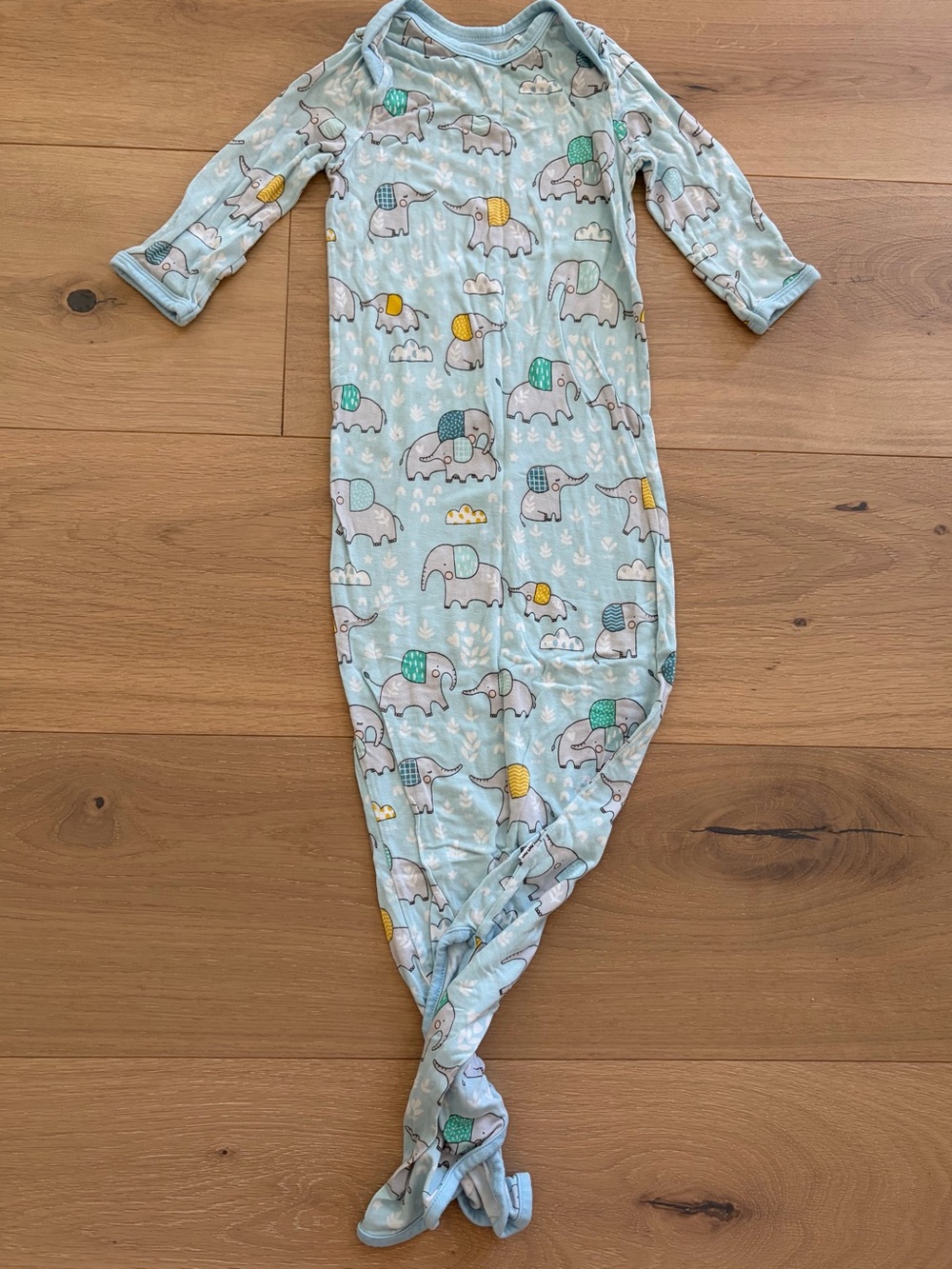 Little sleepies Blue Elephant Print Knotted Sleep Gown